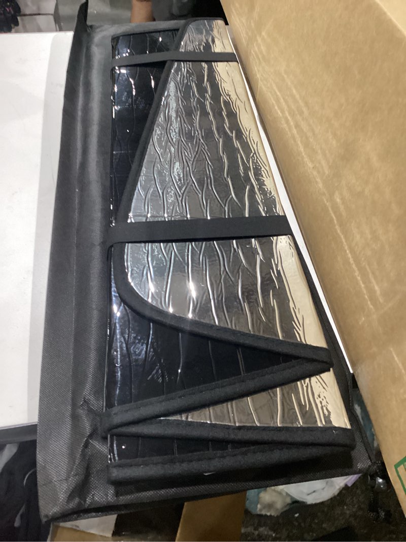 Condition photo showing Good Condition for pigenius windshield sun shade for ram 2500/3500/4500/5500 2019-2024 with 10 inch wide sensor - astraguard silver 2019-2024 10" sensor