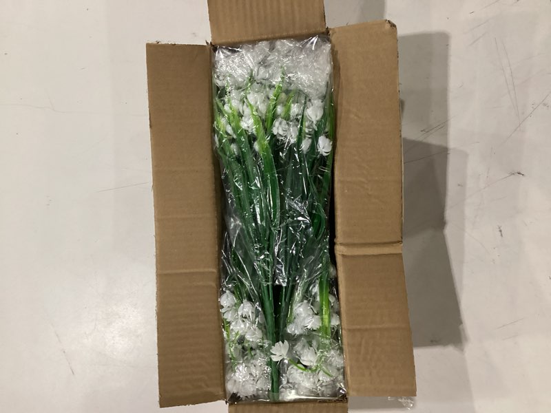 Condition photo showing Good Condition for turnmeon 20 bundles artificial flowers for outdoors,summer spring grass camellia fake flowers plastic plants,uv resistant no fade faux greenery for gardens porch planter cemetery decor 500 head(white) white 20 bundles