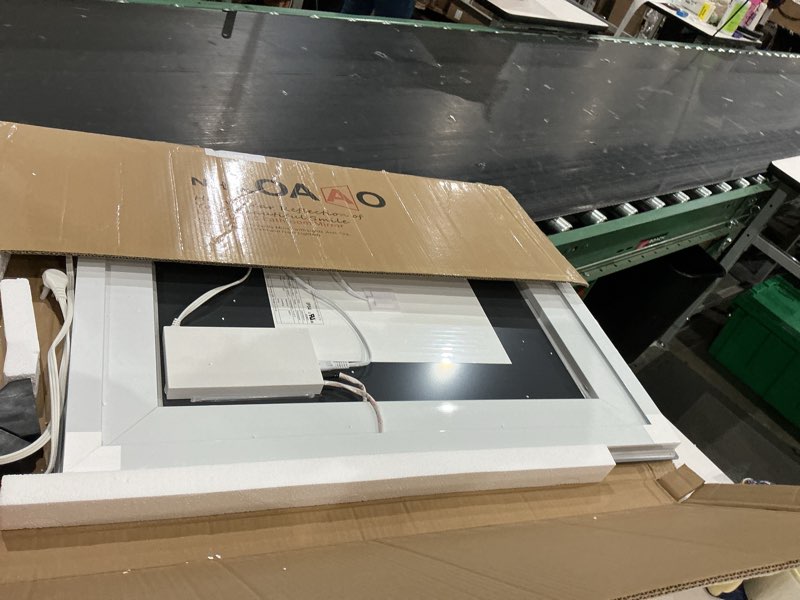 Condition photo showing Good Condition for loaao 24x32 led bathroom mirror with lights, anti-fog, dimmable, backlit + front lit, lighted bathroom vanity mirror for wall, memory function, tempered glass, shatter-proof, etl listed led 32"l x 24"w