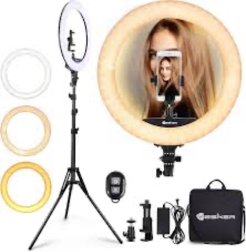 Ring Light 18 Inch LED Ringlight Kit with 73 inch Tripod Stand with Phone Holder Adjustable 3200-600