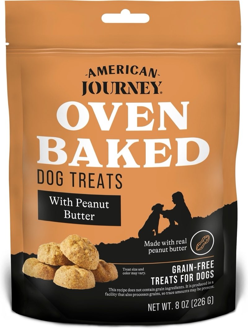 American Journey with Peanut Butter Grain-Free Oven Baked Crunchy Biscuit Dog Treats, 8-oz bag (( BY 03-12-2026))