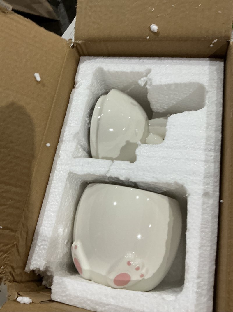 Condition photo showing Good Condition for easter cookie jar ceramic bunny decorations for home with lid, easter bunny table decor for chocolate mini eggs sweets cookies suitable for easter party, indoor, office decoration