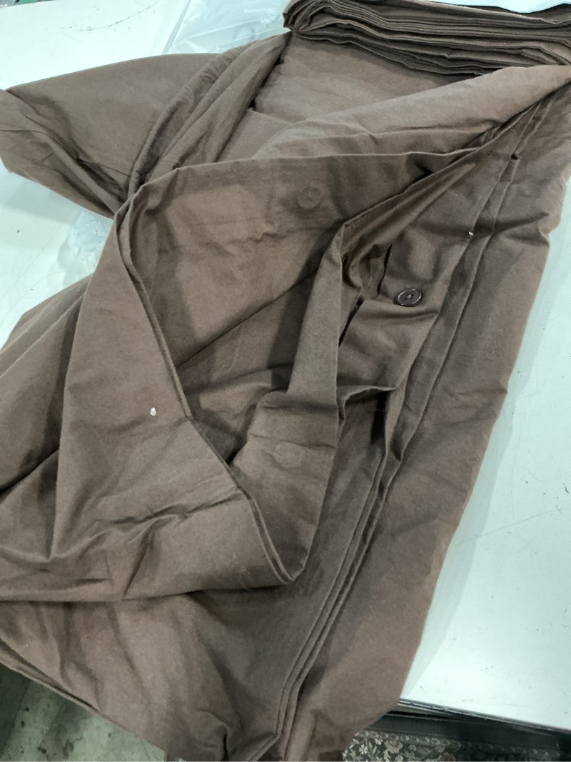 Condition photo showing As Is for quince organic brushed cotton duvet cover, full/queen, espresso