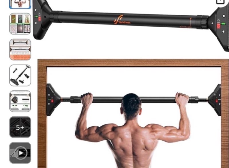 Sportneer Pull Up Bar: Strength Training Chin up Bar without Screws - Adjustable 29.5''-37'' Width Locking Mechanism Pull-up Bar for Doorway - Max Load 440lbs for Home Gym Upper Body Workout, Non-slip