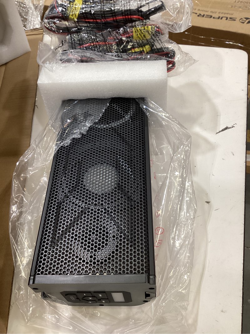 Condition photo showing As Is for ehaho 25 inch 6-speaker utv sound bar with bluetooth, rgb, ip66 waterproof | 500w peak power, music-sync rgb, usb/aux, ip66 waterproof, detachable cable, fits 1"-2" roll cages for utv golf cart sxs atv