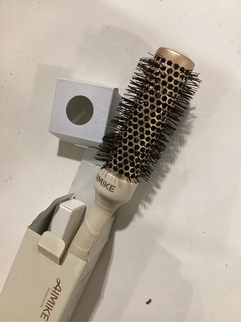 Condition photo showing Good Condition for aimike naturavol round brush for blow out, small round hair brush for short hair, nano thermal ceramic tech hairbrush for blow drying & curling, with 2 clips (1.3 inch barrel, 2.1 inch bristle)