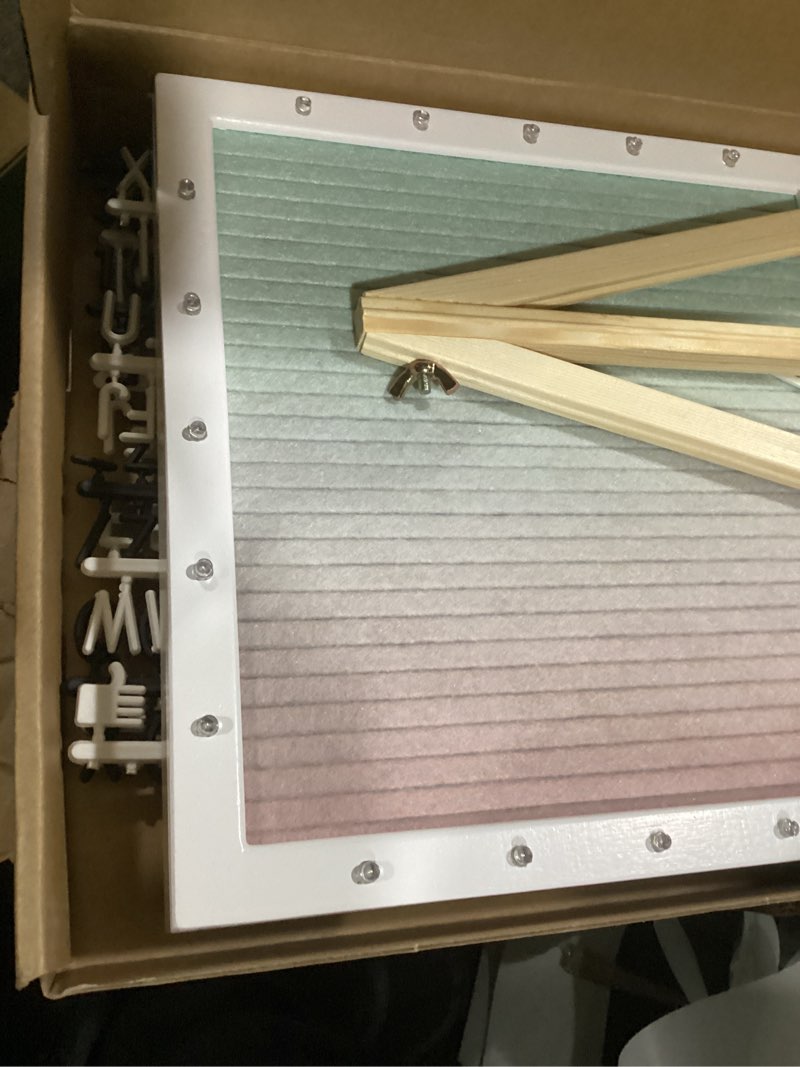 Condition photo showing Good Condition for Gradient Felt Letter Board with LED Lights- 10 × 10 Inch Felt Changeable Message Board with Romantic White Frame 510 Black & White Pre-Cut Letters for Making Valentine's Day Wedding Party Decor