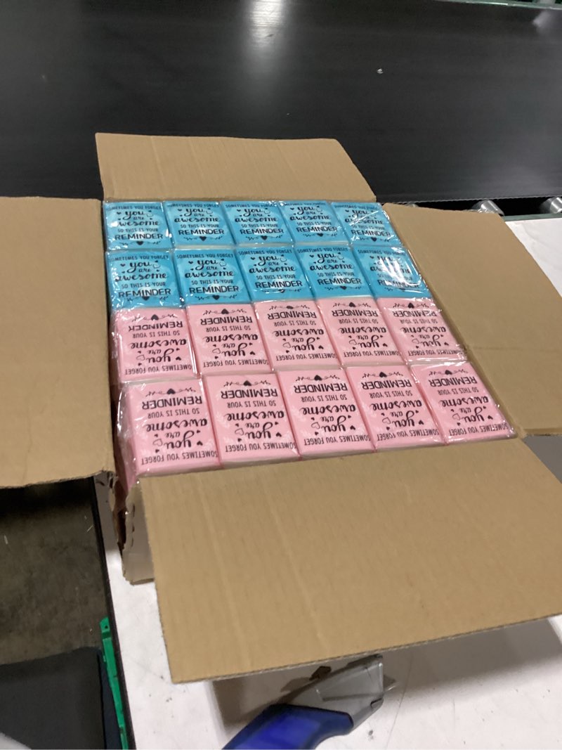 Condition photo showing New/Like New for 120 pack inspirational facial tissues 3 ply soft individual tissue pack bulk motivational pocket sized travel tissue appreciation portable packs for holiday travel wedding supplies pink blue