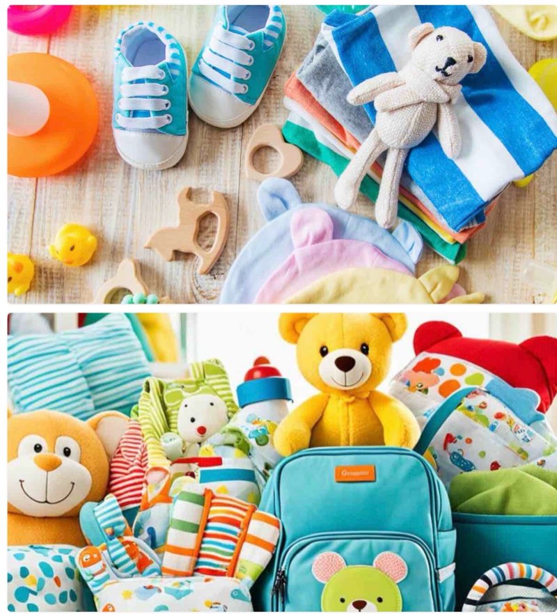 assorted lot of baby items (baby clothes, baby accessories, baby toys)