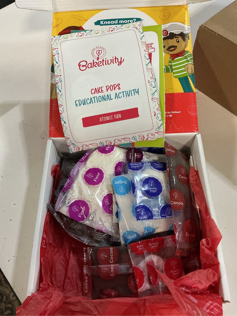 Condition photo showing Good Condition for baketivity diy cake pop baking kit for kids - premeasured ingredients, decorating supplies delicious cake pops