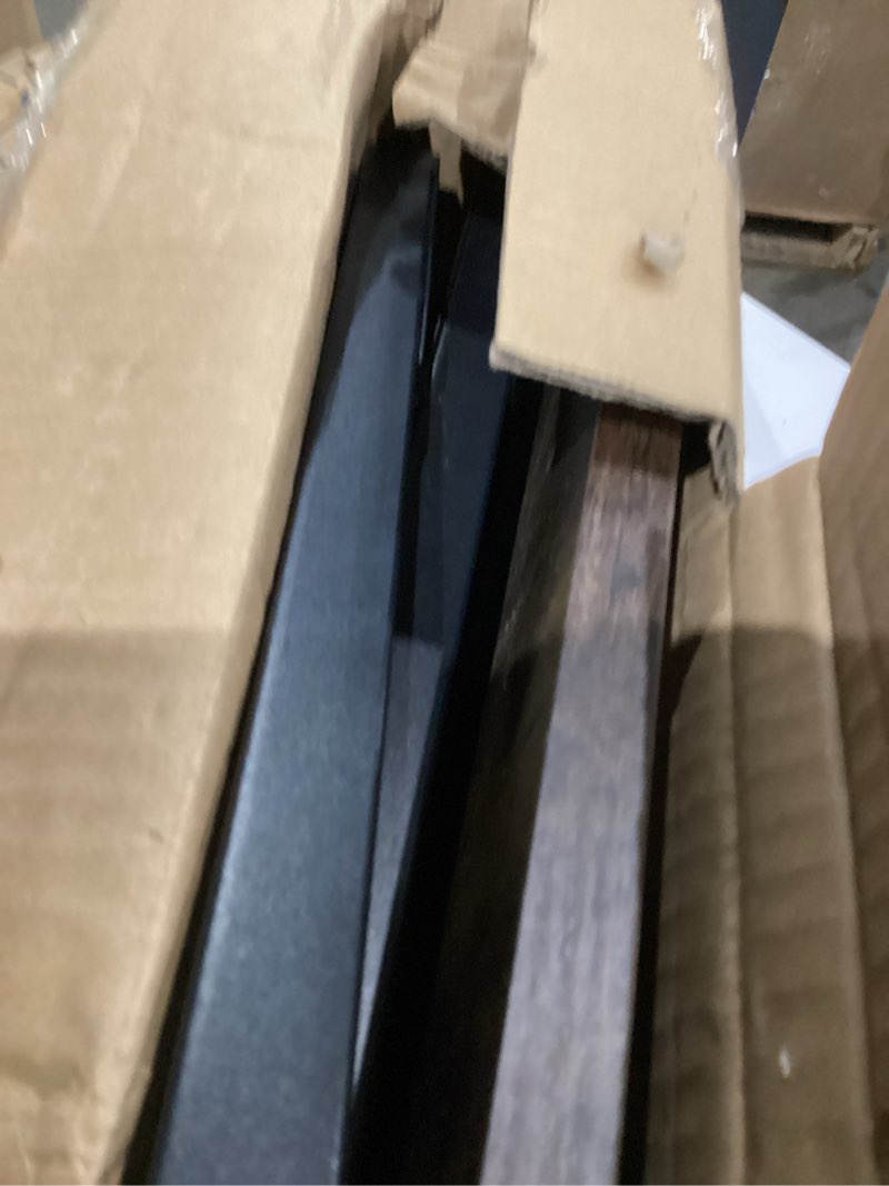 Condition photo showing As Is for C-Shaped Side Table for Couch - Small Coffee Stand Sofa Tray Desk with Metal Frame and Waterproof Scratch Resistant, Modern End Accent for Living Room, Bedroom, Small Spaces, Rustic Brown 11.8" Width 1-Pack Without Power Outlets Rustic Brown