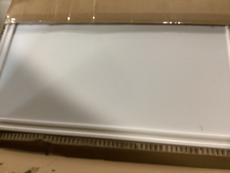 Condition photo showing New/Like New for queenlink lager white board for wall, 48''x36'' magnetic dry erase board, 4'x3' decorative whiteboard with white vintage wooden frame, hanging writing board for home office school classroom white wood 48"x36"
