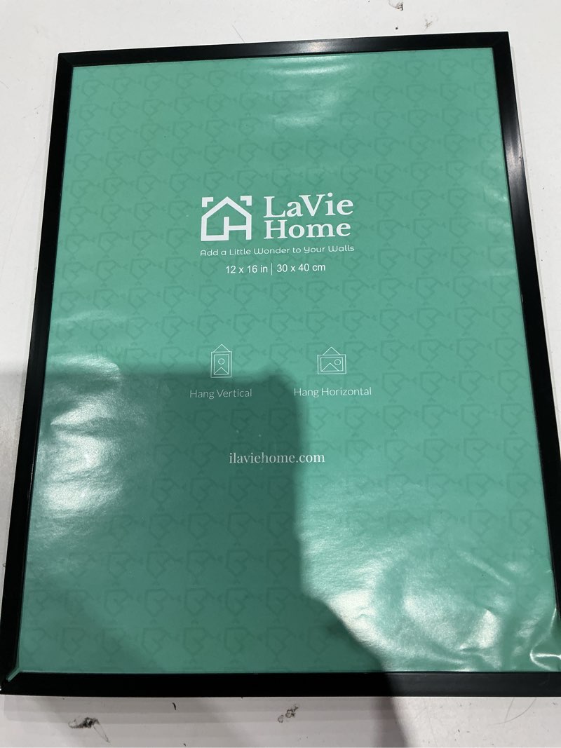 Condition photo showing As Is for lavie home picture frame for wall display, picture frame with hd plexiglas,poster frame 1 pack, display frame for vertical or horizontal, classic collection