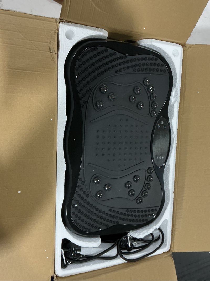 Condition photo showing Good Condition for vibration plate exercise machine, 130 levels full body workout vibrating plate for lymphatic drainage weight loss, 450 lbs capacity shake platform with resistance bands bluetooth for women men