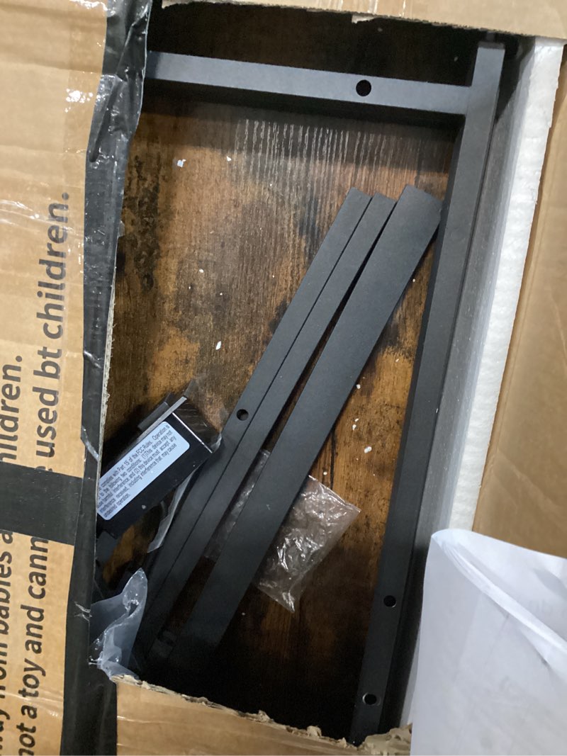 Condition photo showing As Is for tfk 20-29-37 gallon fish tank stand, 3-tier aquarium stand with power outlet reptile tank stand heavy duty terrarium stand for home office, brown brown 20-37 gallon