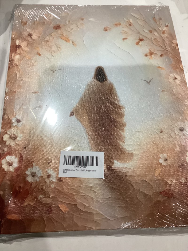 Condition photo showing New/Like New for Jesus Christ Canvas Wall Art Jesus and Floral Abstract Christian Poster Prints Religious Spiritual Picture Wall Decor for Living Room Bedroom Church Prayer Room 16x24in Framed Jesus 24"L x 16"W