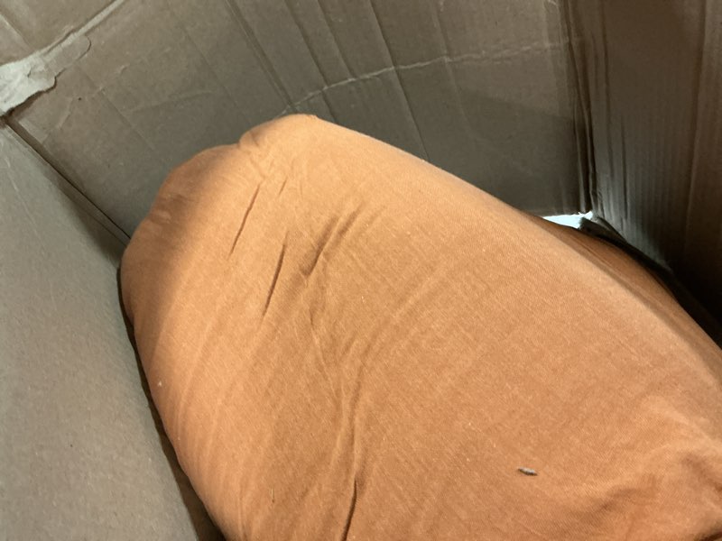 Condition photo showing As Is for organic airy gauze duvet cover, king/cal king, terracotta