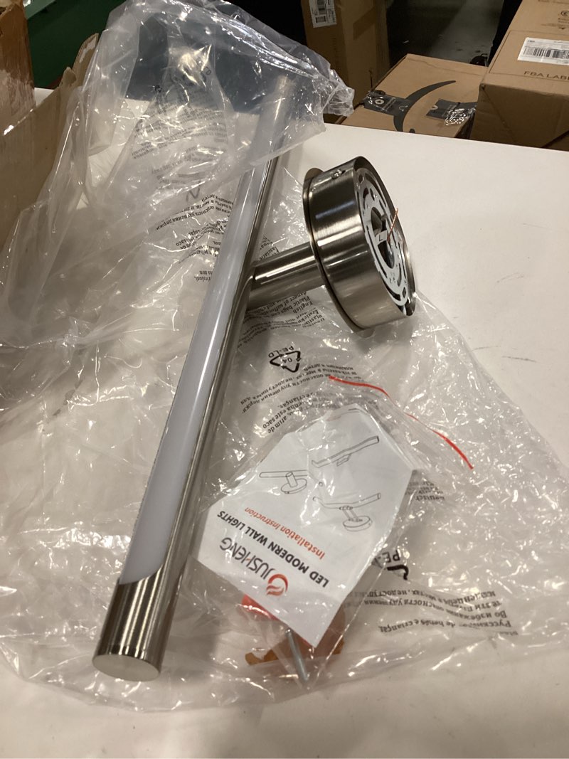 Condition photo showing As Is for ( incomplete missing some hardware) JUSHENG Picture Lights for Wall 24.21\" Inch, Brushed Nickel Metal Gallery Light Picture Lighting, Artwork Lighting Display Light 12W, Hardwired Connection, 3000K Warm White 110V AC Hard-wired Nickel 24.21\" Inch 3000K