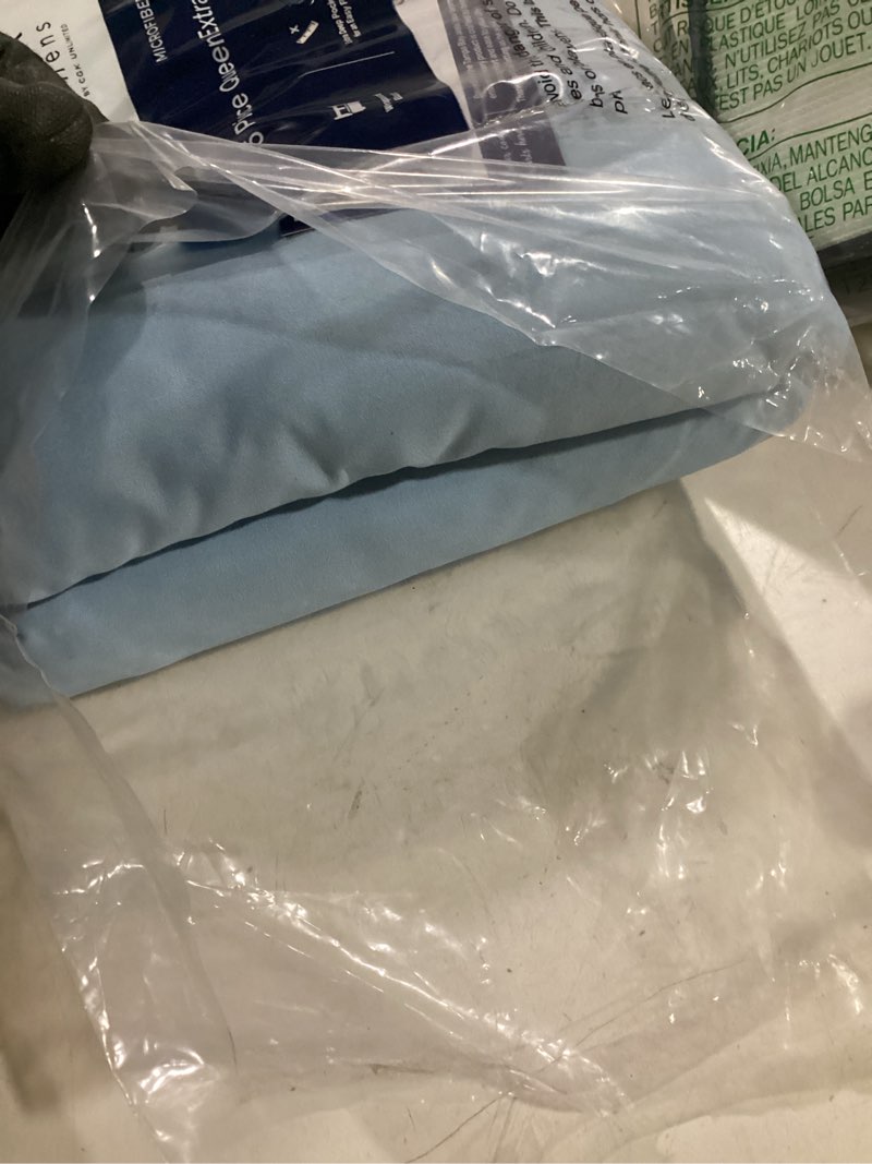 Condition photo showing Good Condition for extra deep queen sheet set - 6 piece breathable and cooling sheets - hotel luxury bedding for women, men, kids & teens - easy secure fit - soft, wrinkle free & comfy - extra deep pockets - light blue 21 - baby blue queen