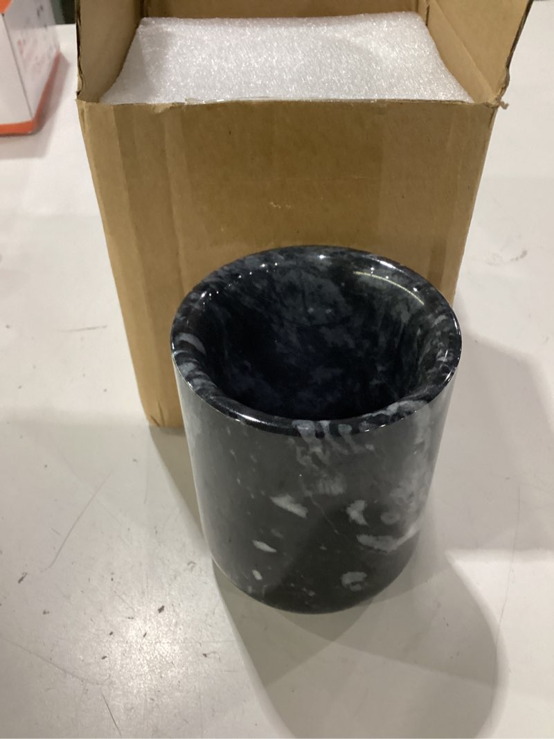 Condition photo showing New/Like New for toothbrush holder,handmade marble toothbrush cup,stone toothbrush organizer for pen holder,makeup brush cup,razor holder,spa collection tumbler first choice for home and hotel(black)