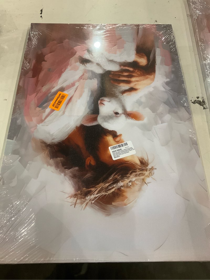 Condition photo showing New/Like New for Jesus and Lamb Canvas Wall Art Christian Good Shepherd Painting Picture Wall Decor God Faith Poster Print Artwork for Home Living Room Bedroom Home Decoration