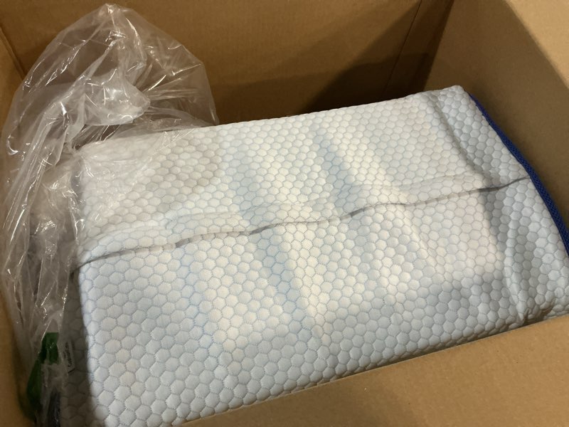 Condition photo showing As Is for Cube Pillow with Adjustable Memory Foam for Side Sleepers - Cooling Ventilated Pillow Cover for Neck and Shoulder Pain Relief – Square Pillow for Sleeping - Cervical Rectangle Pillow for Back Sleepers