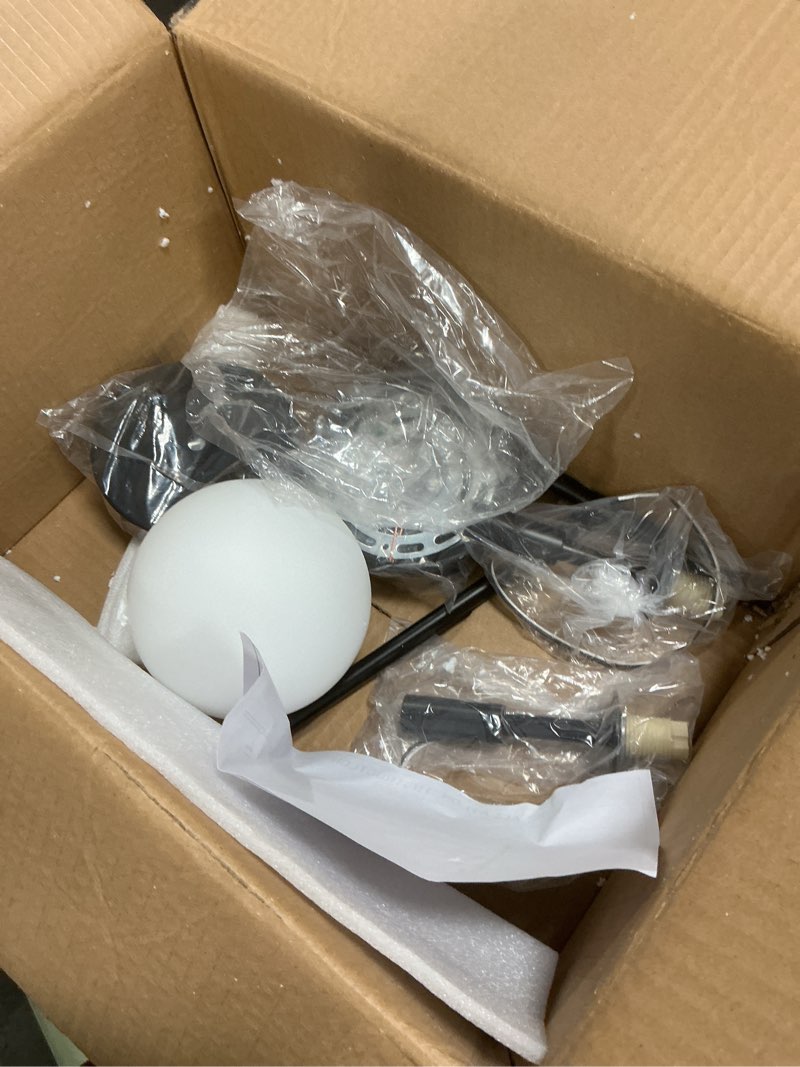 Condition photo showing As Is for byoliima mid century modern wall lamp 2 pack with white globe glass shades matte black wall sconce bathroom vanity lighting industrial farmhouse wall light fixtures for mirror bedroom living room