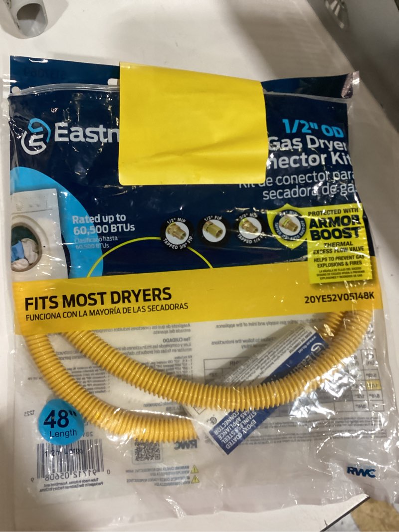 Condition photo showing As Is for eastman 48-in 1/2-in mip inlet x 3/8-in mip outlet stainless steel gas appliance installation kit