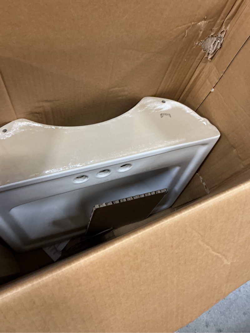 Condition photo showing As Is for (incomplete missing base)allen + roth vitreous china white pedestal sink combo (18.74-in x 22-in x 33.6-in)