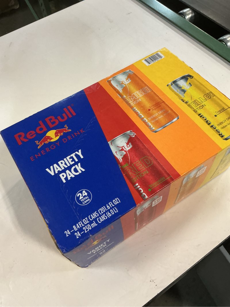 Condition photo showing New/Like New for Best by unknown Red Bull Energy Drink Variety Pack, Red Bull Red, Yellow, and Amber Edition and Energy Drinks, 8.4 Fl Oz, 24 pack Cans Variety 8.4 oz., 24pk, (1x24)