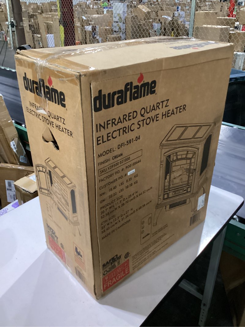 Condition photo showing New/Like New for duraflame electric fireplace stove 1500 watt infrared heater with flickering flame effects - cream