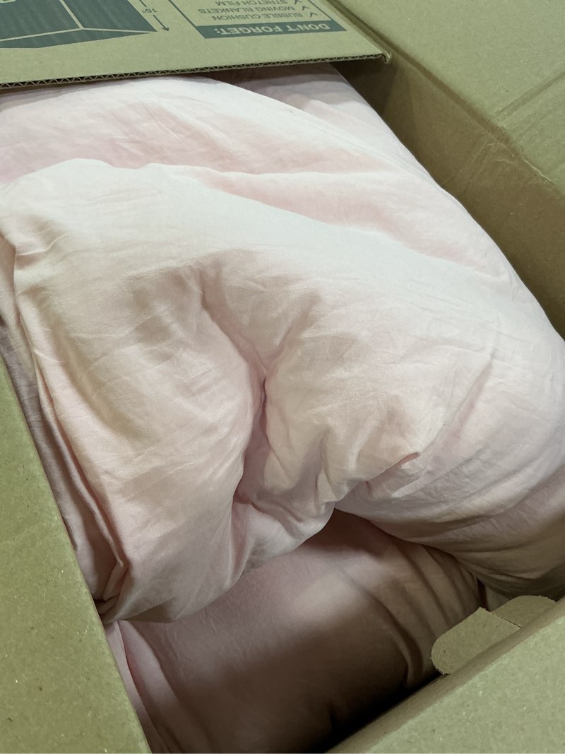 Condition photo showing As Is for oversized queen comforter sets blushpink,3pcs soft lightweight breathable bedding comforter sets for all season, queen xl(98''×98'' comforter & 2 pillowcases) 13blushpink oversized queen (98"x98")