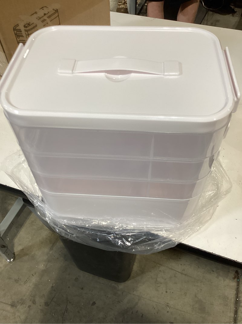 Condition photo showing Good Condition for 16 qt stackable craft storage organizer box with handle, white, removable trays for art supplies and crafting 11.1''x10.83''x10.83''(4 layer-white)