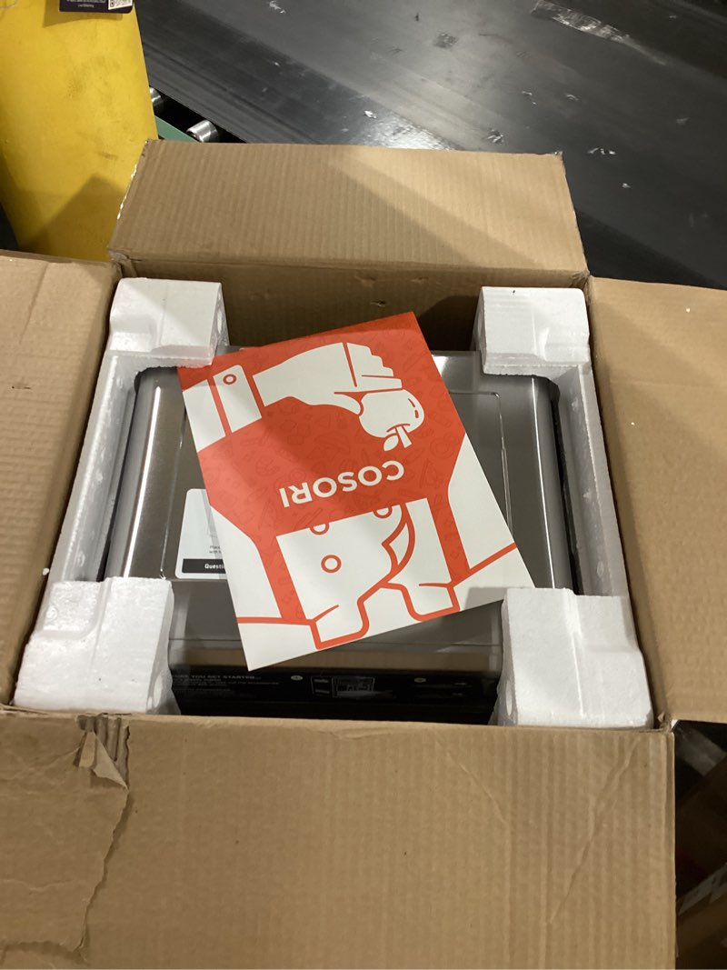 Condition photo showing Good Condition for COSORI 11-in-1 Air Fryer Oven , 13Qt Small Footprint Airfryer combo with Rotisserie, Toast, Bake, Roast, Reheat Functions and more, Recipe Book & 6 Accessories Included, Perfect for Small Contertop Silver 13 QT Air Fryer