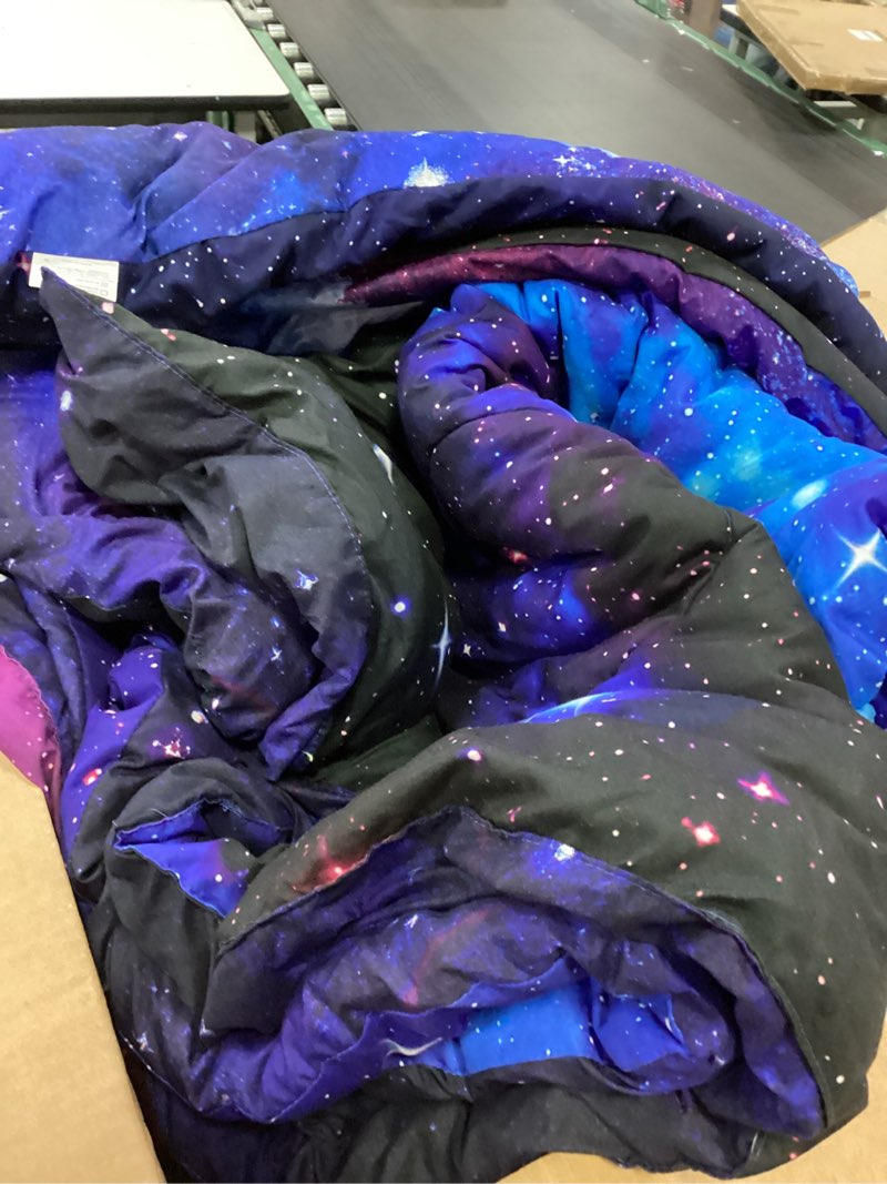 Condition photo showing Good Condition for Tailor Shop Galaxy Comforter Set Universe Outer Space Blue and Purple Starry Sky Night Pattern Bedding Set for Girls Boys Kids Queen Size with 1 Comforter 2 Pillowcases…… Yh-starry Sky 22 Queen