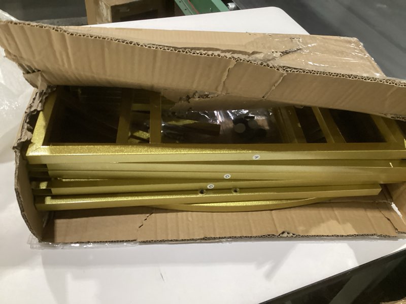 Condition photo showing As Is for u-shaped metal arched flower rack perfect for wedding decorations and celebrations 7.2 x 4.2 ft wedding arch frame for birthdays, parties, and more (gold)