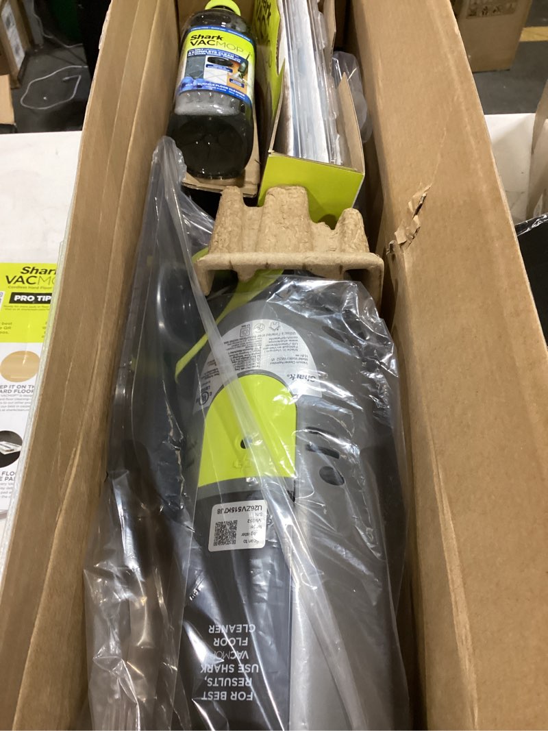 Condition photo showing Good Condition for Shark VACMOP Cordless Hard Floor Cleaner, Vacuum and Spray Mop, Powerful Suction, Lightweight, LED Headlights, Includes 4 Disposable Pads, 12oz Multi-Surface Cleaning Solution, Gray, VM252