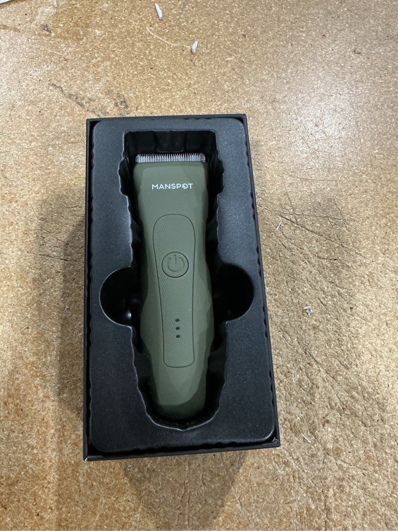 Condition photo showing Good Condition for manspot manscape hair finishing trimmers, pubic hair trimmer for men and women, electric ball trimmer pubic shaver,hypoallergenic ceramic blade heads,waterproof wet/dry groin shaver,20 times usage green