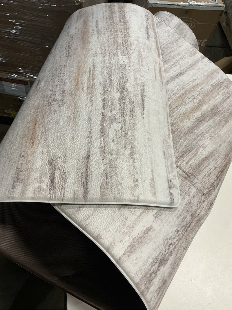 Condition photo showing As Is for kimode anti fatigue kitchen mats for floor 2 piece, cushioned abstract kitchen rugs,memory foam kitchen floor mats, standing desk mats for laundry, office, sink light brown multi 17"x47"+17"x29" 17.3" x 47"+17.3" x 29"--0.47 inches light brown/multi