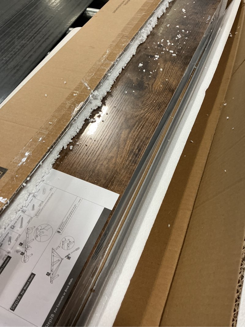 Condition photo showing New/Like New for QEEIG Floating Shelves for Wall 35.4" Long - Wall Mounted Shelf Bathroom Kitchen Living Room Bedroom Farmhouse Home Decor Display Bookshelf Large 35.4 x 9.3 inch Set of 2, Rustic Brown (008-90BN) 35.4" A. Brown