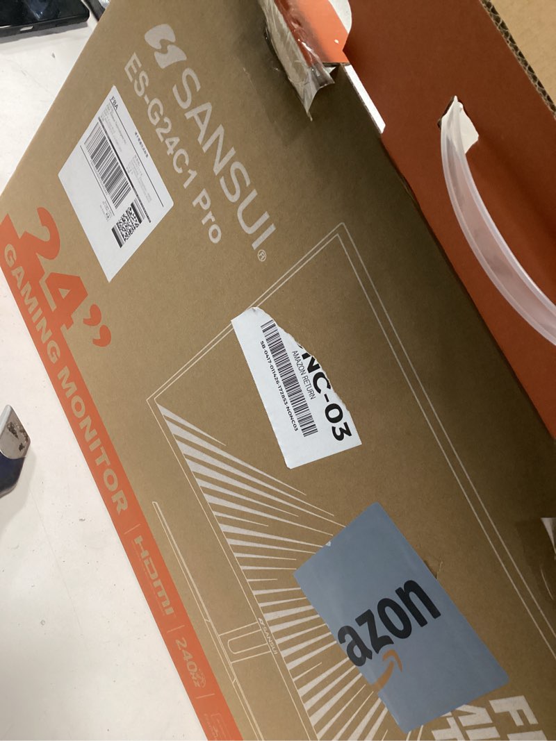 Condition photo showing Working Condition Verified for SANSUI 24 Inch Curved 240Hz Gaming Monitor FHD 1080P, 1500R Curve Computer Monitor, 124%sRGB, 3000:1 Contrast Ratio, HDR, FreeSync, MPRT 1Ms, Low Blue Light, HDMI DP ports.(ES-G24C1 PRO DP Cable Incl) 24 Inch 24" Curved/FHD/240Hz/HDMI+DP