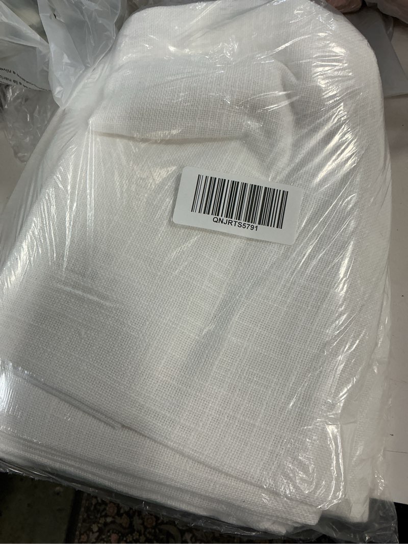 Condition photo showing As Is for quince cotton sheer curtain set (set of 2), 48x96, white