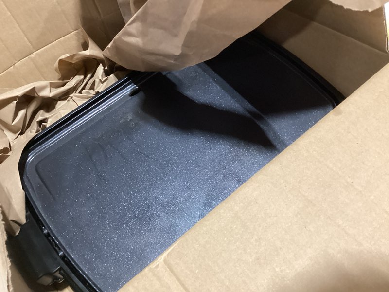 Condition photo showing As Is for Not tested Chefman Electric Griddle with Removable Temperature Control, Immersible Flat Top Grill, Burger, Eggs, Pancake Griddle, Nonstick Easy Clean Cooking Surface, Slide Out Drip Tray, 10 x 16 Inch 10\" x 16\"