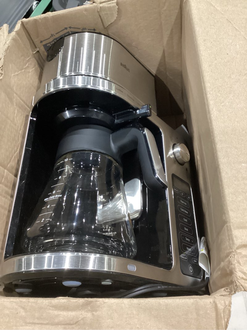 Condition photo showing Good Condition for braun multiserve plus 10-cup drip coffee maker - hot & cold multi-serve brewer with timer and auto start, hot water dispenser, over ice function, stainless steel & pod-free design, kf9370si multiserve hot water