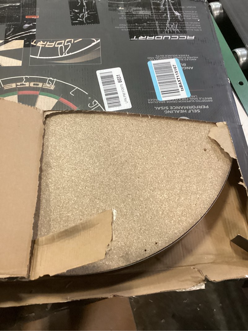 Condition photo showing As Is for Accudart Edge Bristle Dartboard - Razor Thin Spider Wire Reduces Bounce Outs - Premium Brazilian Sisal - Advanced Metal Number Ring - Increased Playing Area - Super Thin Bullseye