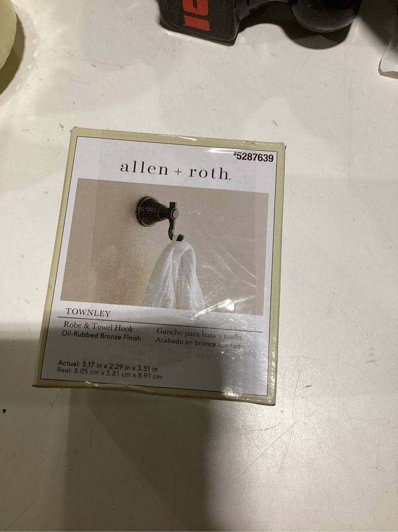 Condition photo showing Good Condition for allen + roth Townley Oil-Rubbed Bronze Robe & Towel Hook, designed for wall