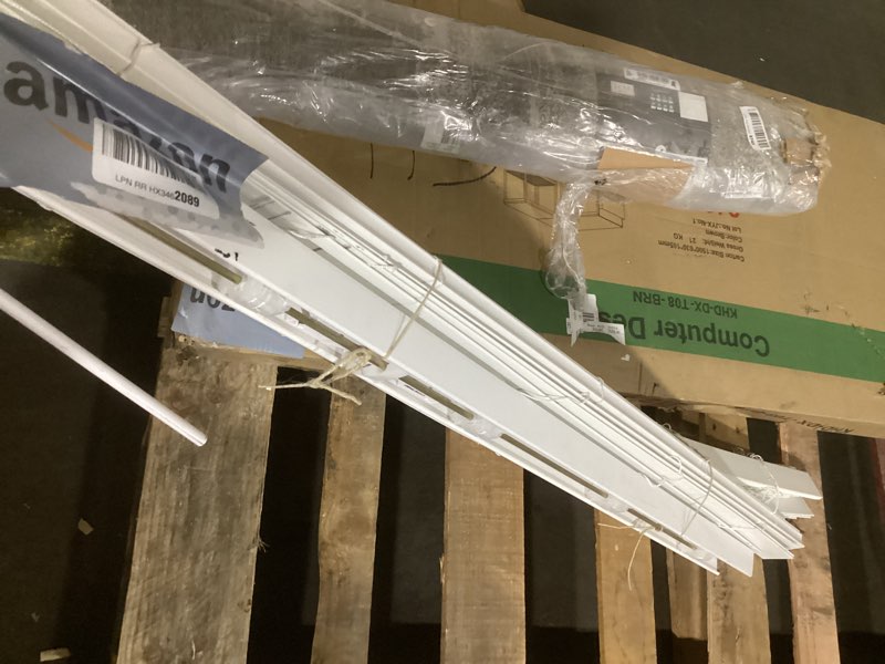 Condition photo showing Good Condition for CHICOLOGY Faux Wood Blinds , Window Blinds , Wood Blinds , Window Shades , Window Treatments , Blinds & Shades , Window Shades For Home , Wooden Blinds , 69"W X 60"H, Basic White 69"W X 60"H Basic White