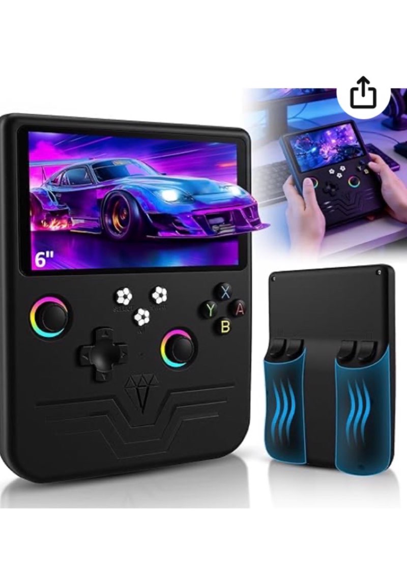 r60max retro handheld game console, 6.0 inch hd ips screen, retro gaming console built-in 20000+game