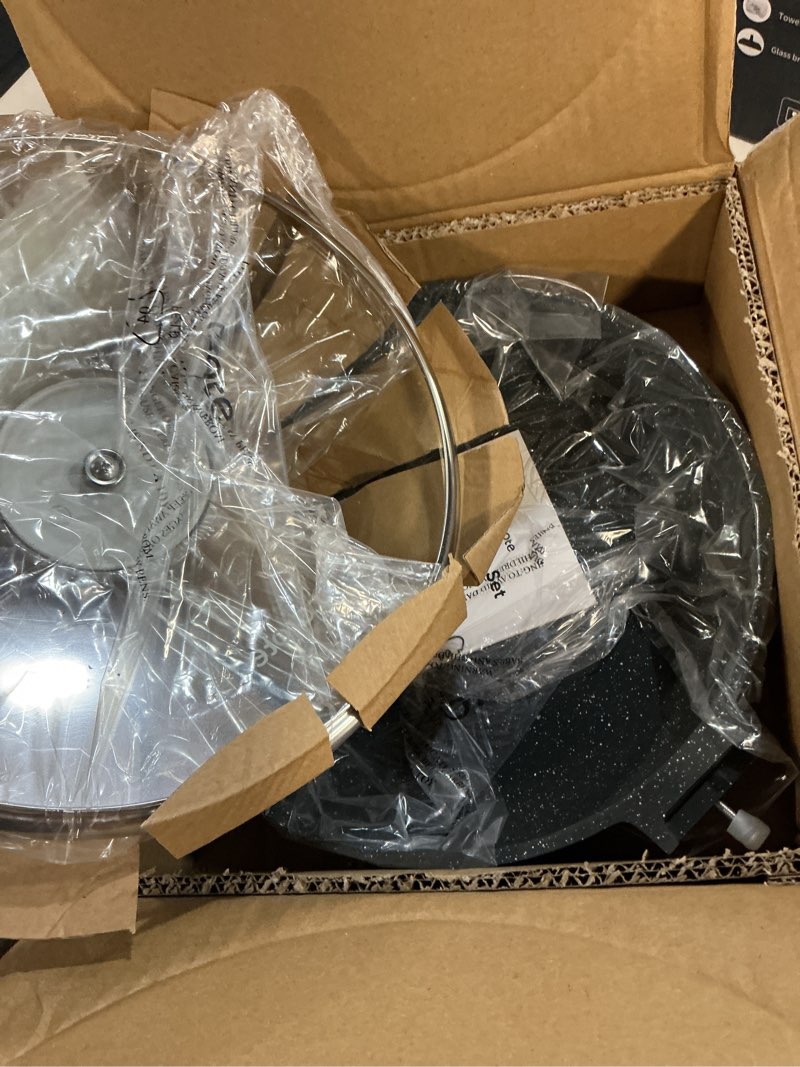 Condition photo showing New/Like New for carote non stick frying pan skillet, nonstick granite fry pan with glass lid, egg pan omelet pans, stone cookware chef's pan, pfoa free (classic granite, 10-inch) 10" frying pan w/lid