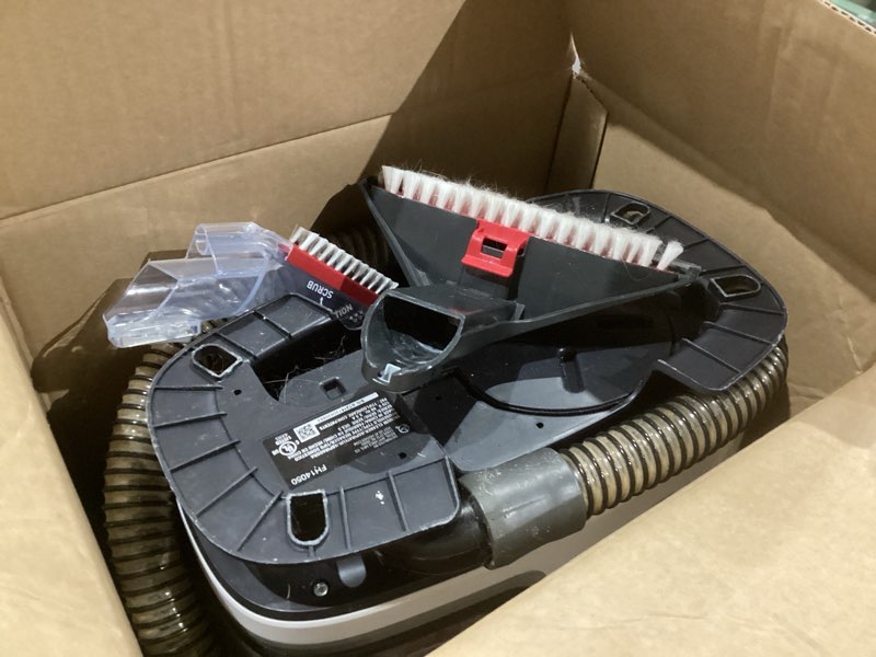 Condition photo showing As Is for hoover cleanslate plus portable carpet + upholstery spot cleaner machine, powerful suction with versatile tools, pet stain remover, car and auto detailer, pair with hoover carpet cleaner solution